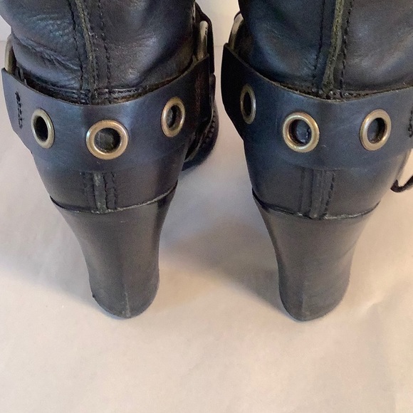 Tommy Hilfiger Black Leather Motorcycle Style Boots - Picture 11 of 16